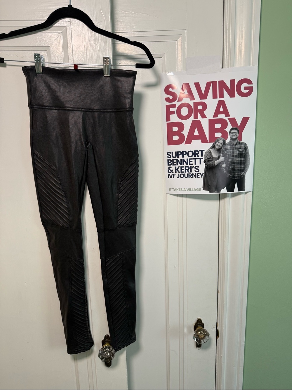 Black SPANX Faux Leather Moto Leggings